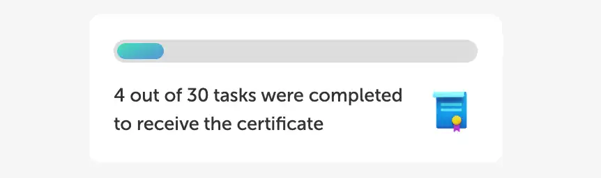 Progress bar before receiving a certificate